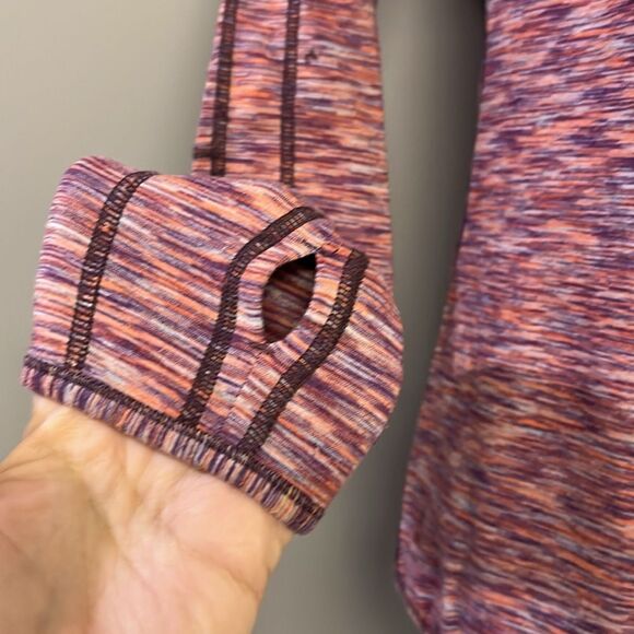 Lululemon Athletica Heather Purple Scoop Neck Long Sleeve Thumb Hole Top- Sz 10 - Picture 5 of 15